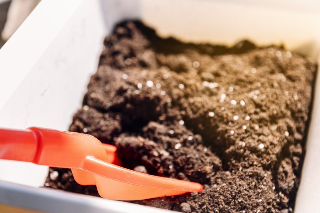 Une boîte de sable pour le jardinage